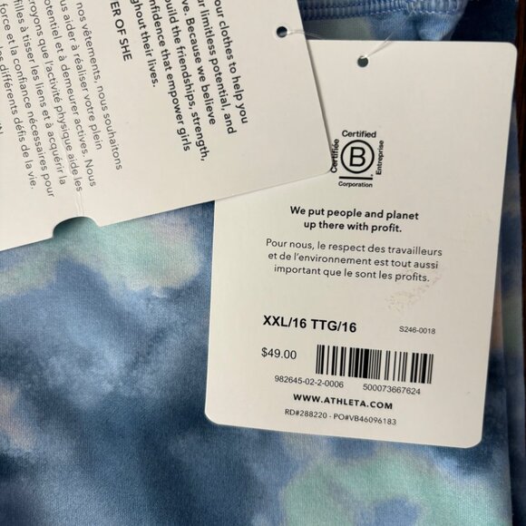 ATHLETA Girl High Rise Chit Chat Tight Leggings Tie Dye Blue 16 XXL NEW NWT - Picture 4 of 5
